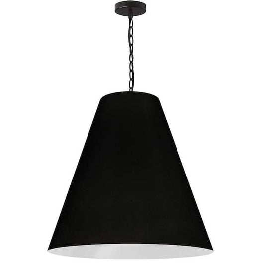 Anaya 1-Light Matte Black Pendant with Black Fabric Shade