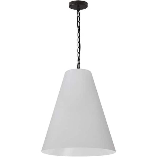 Anaya 1-Light Matte Black Pendant with White Fabric Shade