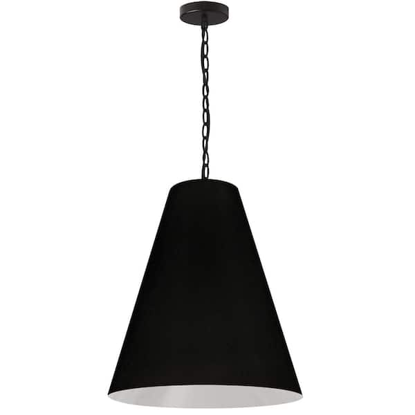 Anaya 1-Light Matte Black Pendant with Black Fabric Shade