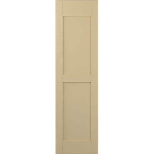 Americraft 15 in. W x 69 in. H 2-Equal Flat Panel Exterior Real Wood Shutters Pair in Natural Twine