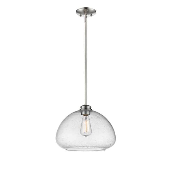 Amonte 1-Light Brushed Nickel Pendant with Clear Seedy Glass Shade