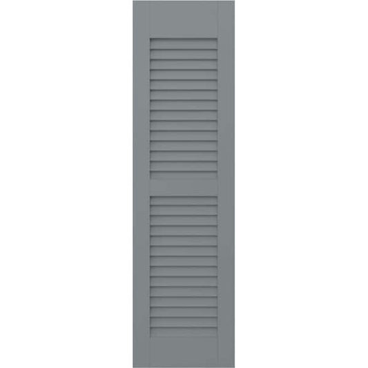 Americraft 15 in. W x 49 in. H 2-Equal Louver Exterior Real Wood Shutters Pair in Ocean Swell