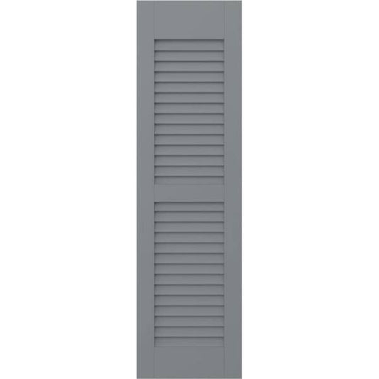 Americraft 18 in. W x 33 in. H 2-Equal Louver Exterior Real Wood Shutters Pair in Ocean Swell