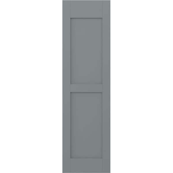 Americraft 15 in. W x 67 in. H 2-Equal Flat Panel Exterior Real Wood Shutters Pair in Ocean Swell