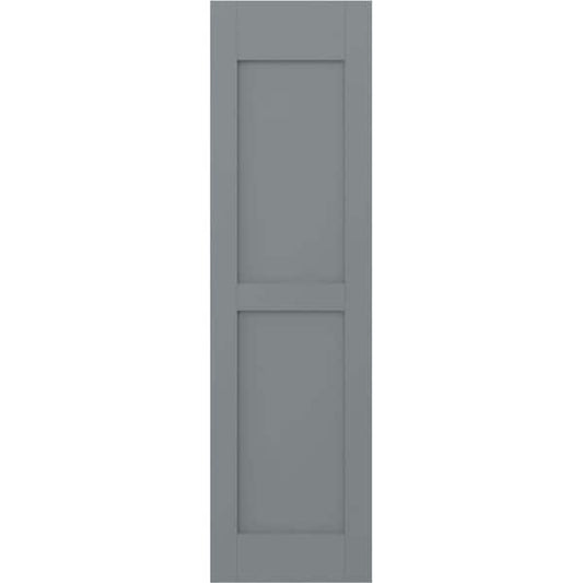 Americraft 15 in. W x 67 in. H 2-Equal Flat Panel Exterior Real Wood Shutters Pair in Ocean Swell