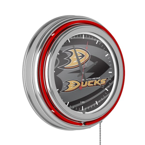 Anaheim Ducks Orange Watermark Lighted Analog Neon Clock