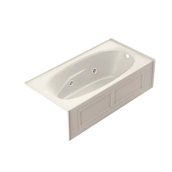 AMIGA 72 in. x 36 in. Acrylic Right-Hand Drain Rectangular 2-Panel Alcove Whirlpool Bathtub in Oyster