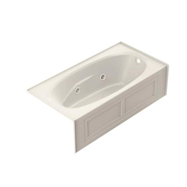 AMIGA 72 in. x 36 in. Acrylic Right-Hand Drain Rectangular Alcove Whirlpool Bathtub with Heater in Oyster