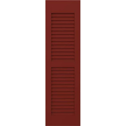 Americraft 15 in. W x 49 in. H 2-Equal Louver Exterior Real Wood Shutters Pair in Pepper Red