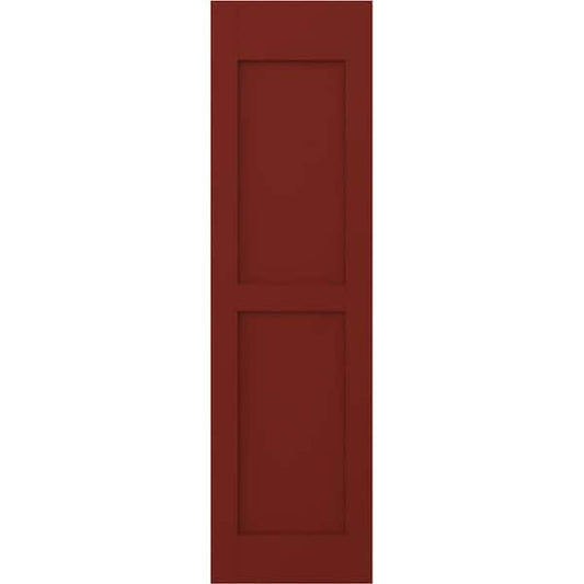 Americraft 15 in. W x 69 in. H 2-Equal Flat Panel Exterior Real Wood Shutters Pair in Pepper Red