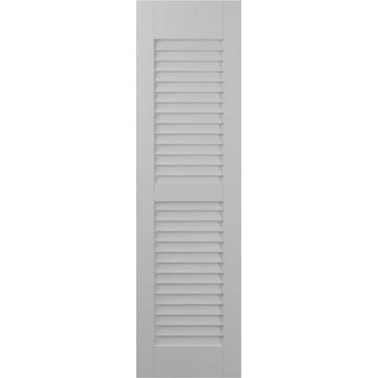 Americraft 15 in. W x 49 in. H 2-Equal Louver Exterior Real Wood Shutters Pair in Primed