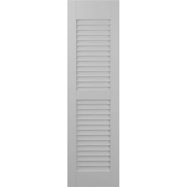 Americraft 15 in. W x 57 in. H 2-Equal Louver Exterior Real Wood Shutters Pair in Primed