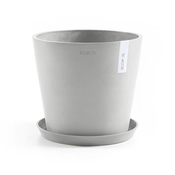 Amsterdam 16 in. Pure White Premium Sustainable Composite Plastic Planter (with Saucer)