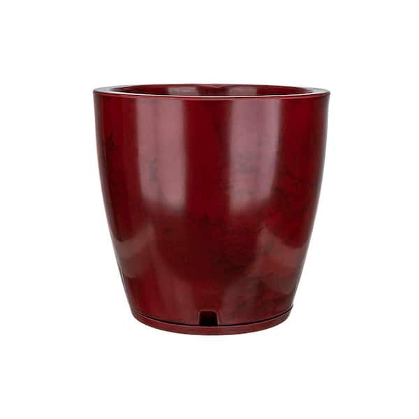 Amsterdan Large Red Marble Effect Plastic Resin Indoor and Outdoor Planter Bowl