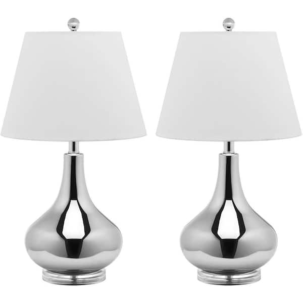 Amy 24 in. Silver Gourd Glass Table Lamp with White Shade (Set of 2)