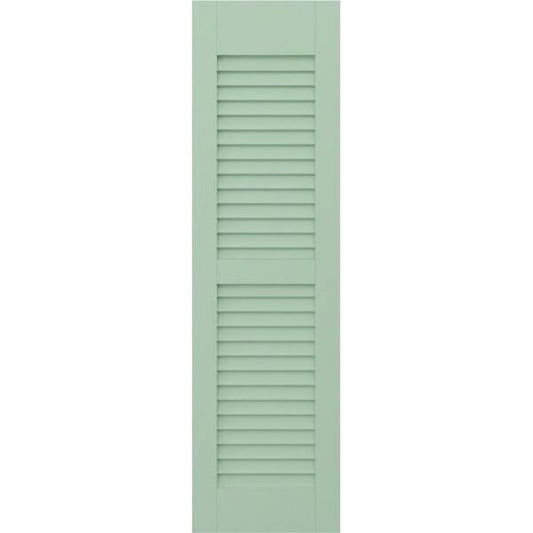 Americraft 18 in. W x 37 in. H 2-Equal Louver Exterior Real Wood Shutters Pair in Seaglass