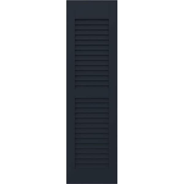 Americraft 15 in. W x 55 in. H 2-Equal Louver Exterior Real Wood Shutters Pair in Starless Night Blue