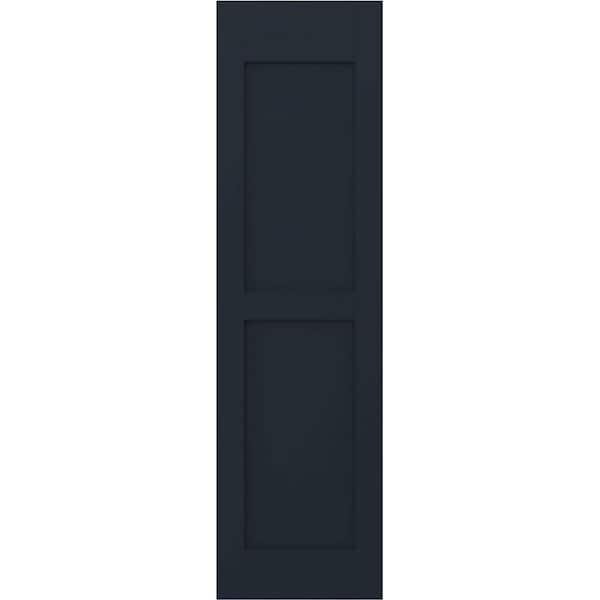 Americraft 15 in. W x 67 in. H 2-Equal Flat Panel Exterior Real Wood Shutters Pair in Starless Night Blue