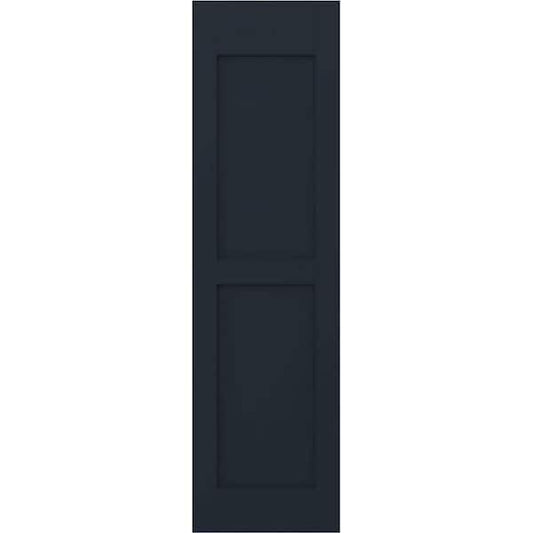 Americraft 15 in. W x 69 in. H 2-Equal Flat Panel Exterior Real Wood Shutters Pair in Starless Night Blue