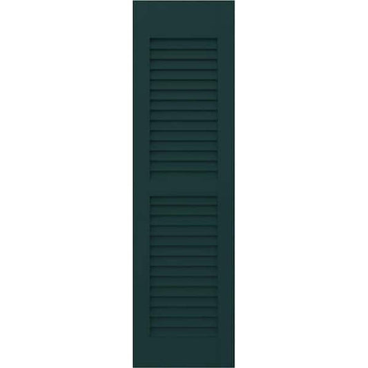 Americraft 15 in. W x 48 in. H 2-Equal Louver Exterior Real Wood Shutters Pair in Thermal Green