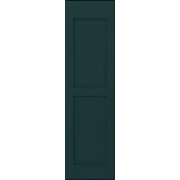 Americraft 15 in. W x 67 in. H 2-Equal Flat Panel Exterior Real Wood Shutters Pair in Thermal Green