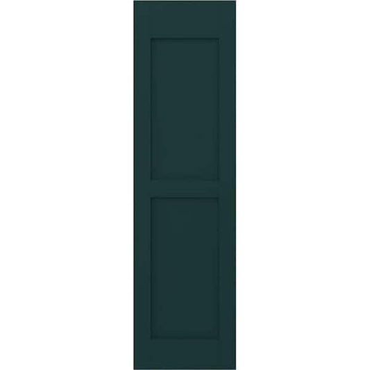 Americraft 15 in. W x 67 in. H 2-Equal Flat Panel Exterior Real Wood Shutters Pair in Thermal Green