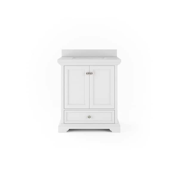 Amherst 30 in. W x 20 in. D Bath Vanity in White with Quartz Stone Vanity Top in White with White Basin