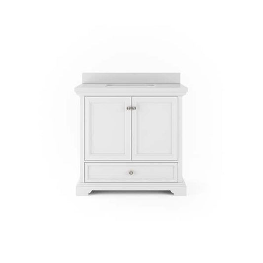 Amherst 36 in. W x 20 in. D Bath Vanity in White with Quartz Stone Vanity Top in White with White Basin