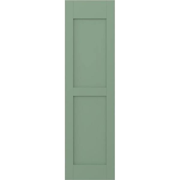 Americraft 15 in. W x 69 in. H 2-Equal Flat Panel Exterior Real Wood Shutters Pair in Track Green