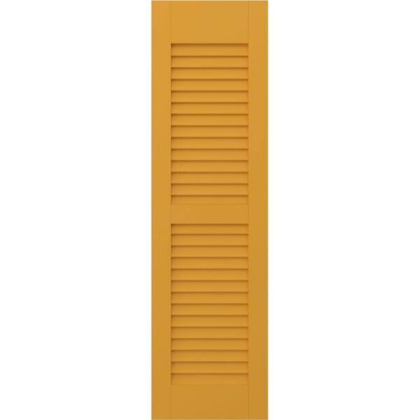 Americraft 18 in. W x 38 in. H 2-Equal Louver Exterior Real Wood Shutters Pair in Turmeric