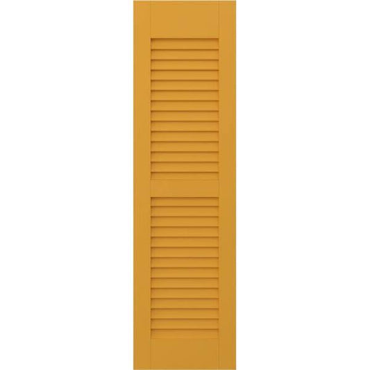 Americraft 18 in. W x 38 in. H 2-Equal Louver Exterior Real Wood Shutters Pair in Turmeric