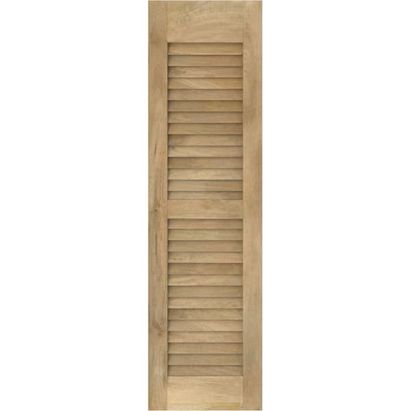 Americraft 15 in. W x 66 in. H 2-Equal Louver Exterior Real Wood Shutters Pair in Unfinished