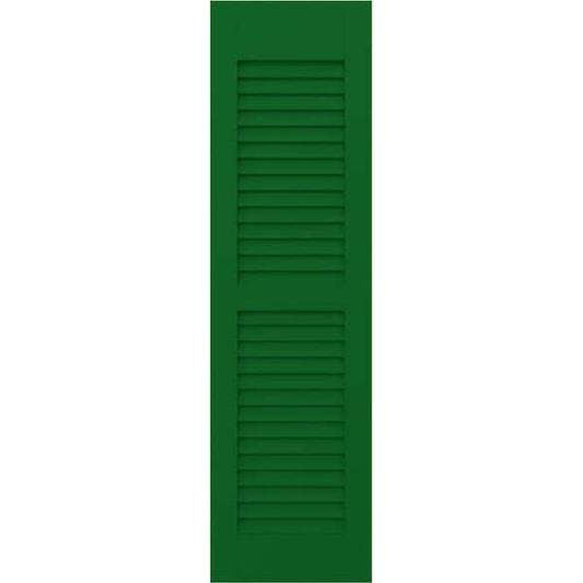 Americraft 15 in. W x 48 in. H 2-Equal Louver Exterior Real Wood Shutters Pair in Viridian Green