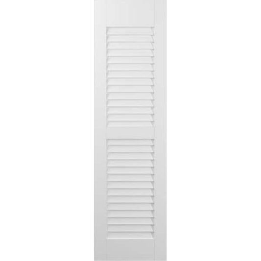 Americraft 15 in. W x 48 in. H 2-Equal Louver Exterior Real Wood Shutters Pair in White