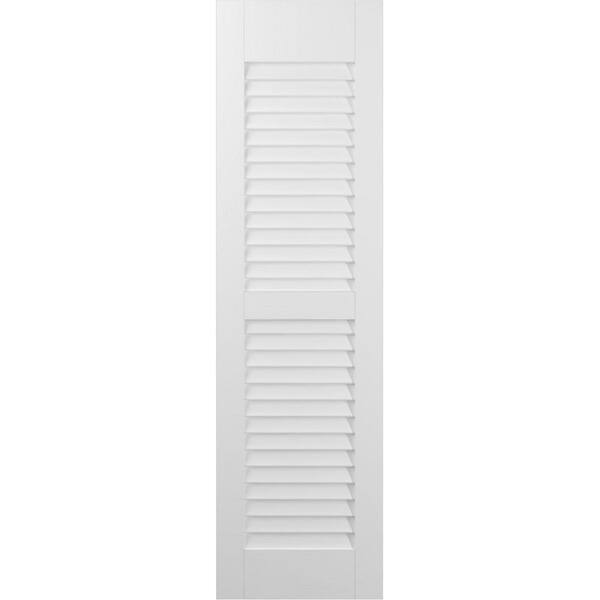 Americraft 18 in. W x 49 in. H 2-Equal Louver Exterior Real Wood Shutters Pair in White