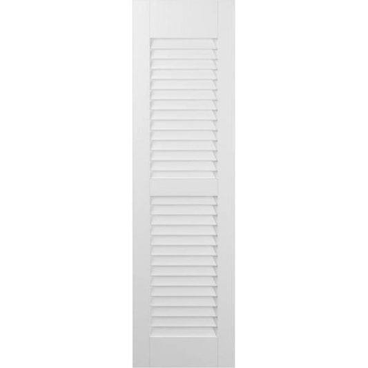 Americraft 18 in. W x 49 in. H 2-Equal Louver Exterior Real Wood Shutters Pair in White