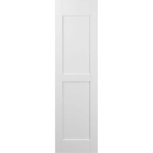 Americraft 15 in. W x 69 in. H 2-Equal Flat Panel Exterior Real Wood Shutters Pair in White