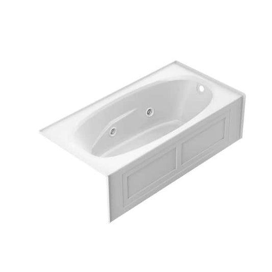 AMIGA 72 in. x 36 in. Acrylic Rectangular Right-Hand Drain 2-Panel Alcove Whirlpool Bathtub in White