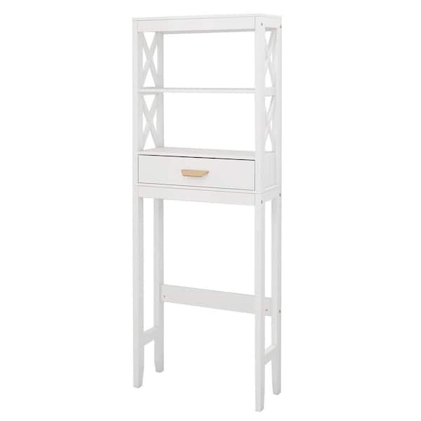 Ami 24 in. W x 65 in. H x 8 in. D White Over The Toilet Storage with shelves With Drawers