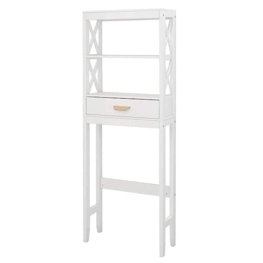 Ami 24 in. W x 65 in. H x 8 in. D White Over The Toilet Storage with shelves With Drawers