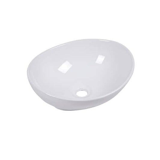 Ami Bathroom Ceramic 16 in. L x 13 in. W x 5.5 in. H Oval Vessel Sink Art Basin in White