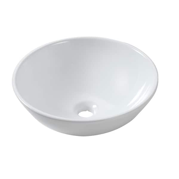 Ami Bathroom Round Ceramic 13 in. L x 13 in. W x 5 in. H Circular Vessel Sink Art Basin in White