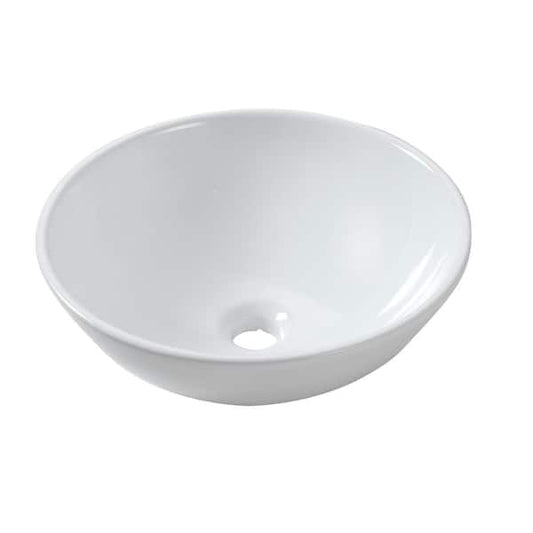 Ami Bathroom Round Ceramic 13 in. L x 13 in. W x 5 in. H Circular Vessel Sink Art Basin in White