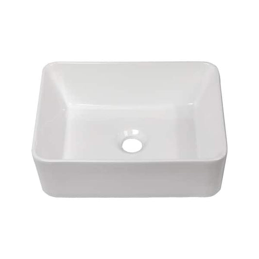 Ami Bathroom Ceramic 16 in. L x 12 in. W x 5 in. H Rectangular Vessel Sink Art Basin in White