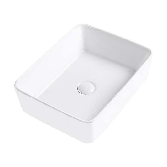 Amuering 19 in. Topmount Bathroom Sink Basin in White