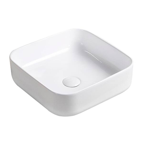 Amuering 15 in. Topmount Bathroom Sink Basin in White