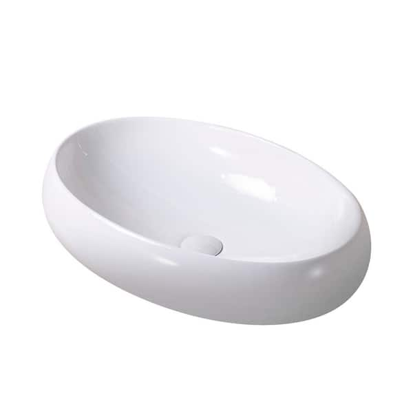 Amuering 24 in. Topmount Bathroom Sink Basin in White