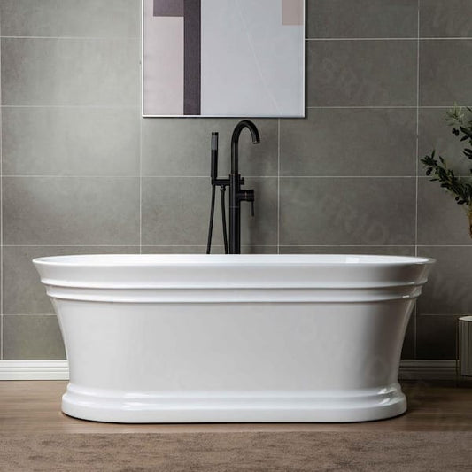 Amiens 59 in. Acrylic FlatBottom Double Ended Bathtub with Oil Rubbed Bronze Overflow and Drain Included in White