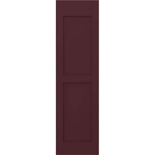 Americraft 15 in. W x 68 in. H 2-Equal Flat Panel Exterior Real Wood Shutters Pair in Wine Red