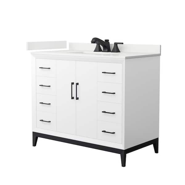 Amici 42 in. W x 22 in. D x 35.25 in. H Single Bath Vanity in White with White Quartz Top